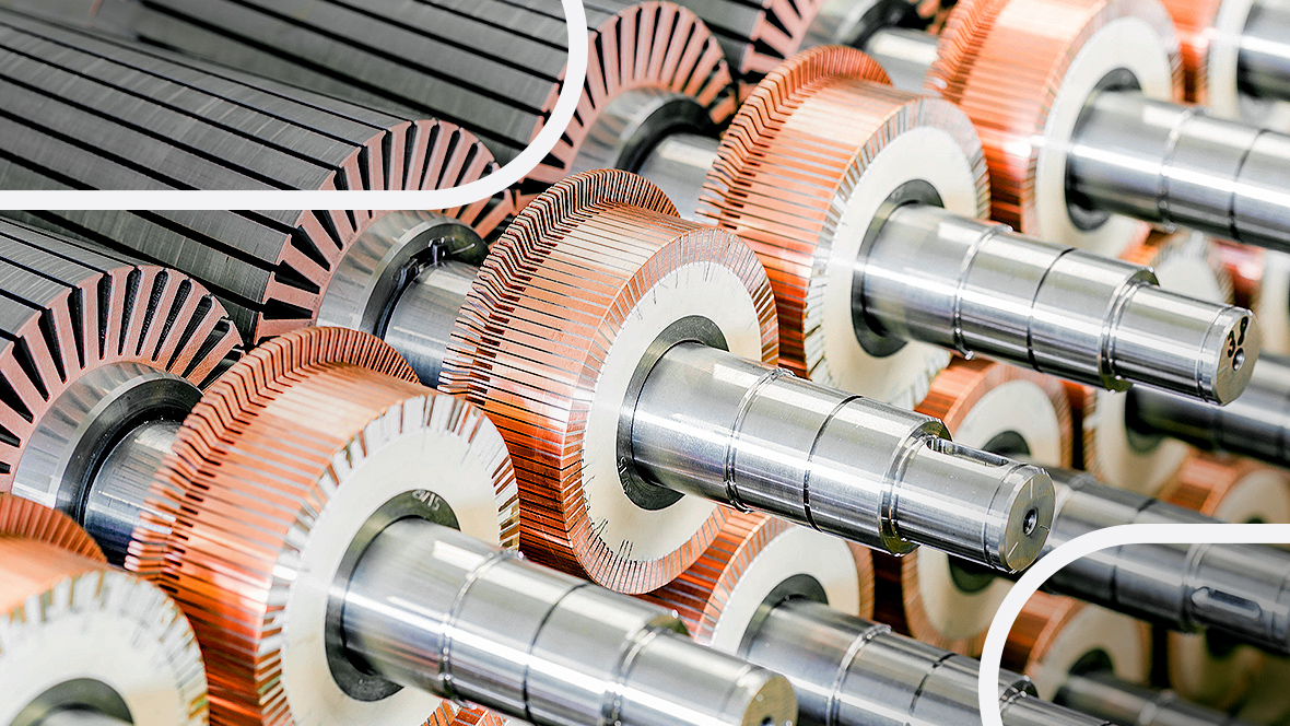 Section of several servomotors next to each other