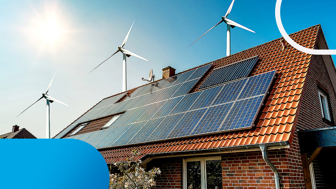 A house roof with a PV system