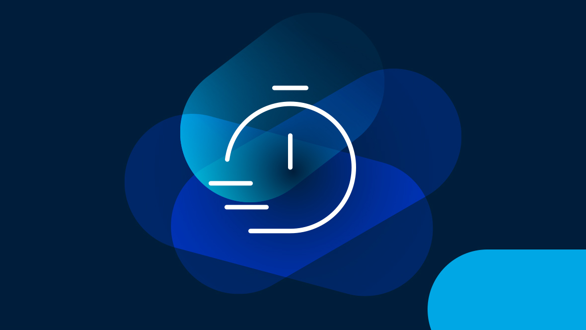White icon minimum lead time on blue background