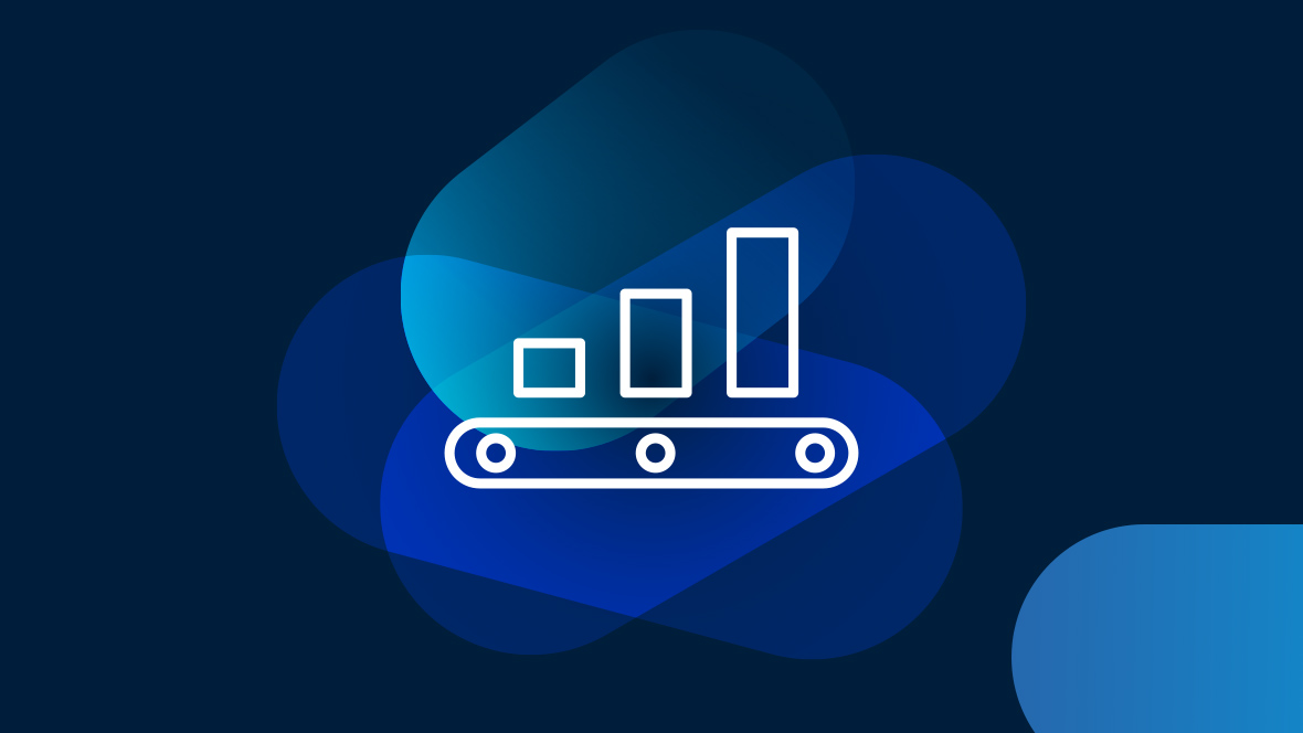 White icon of the entire supply chain on a blue background