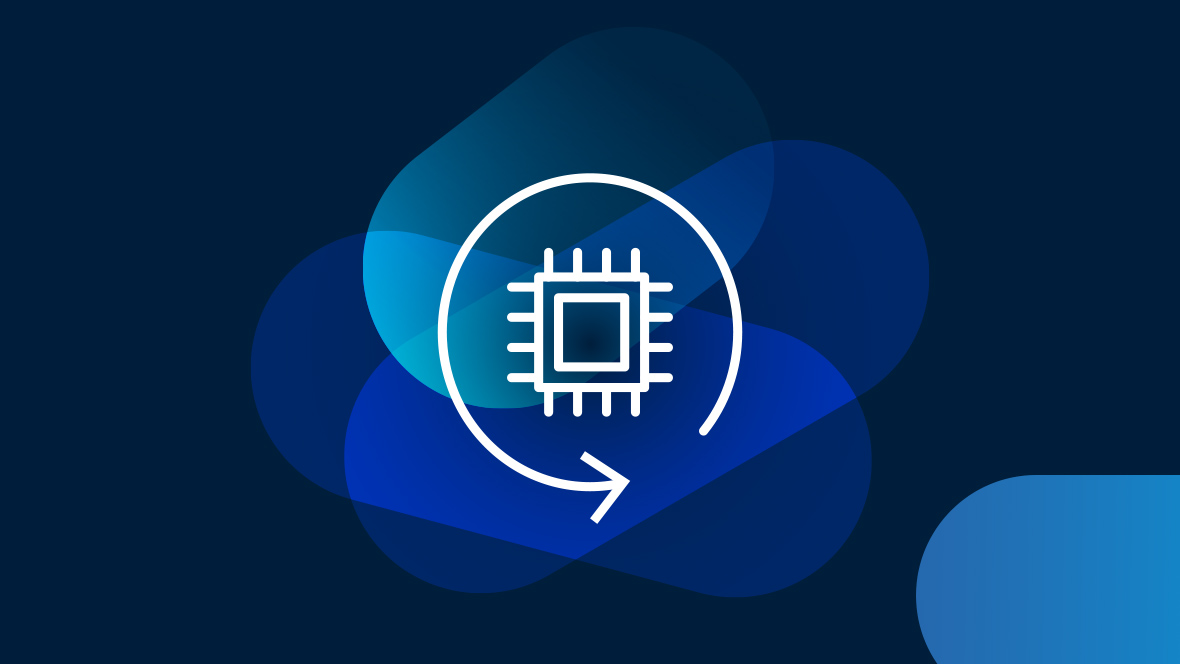 White icon Software Stacks on dark blue background