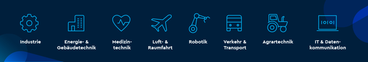 Icon der Branchen von TQ auf blauem Hintergrund