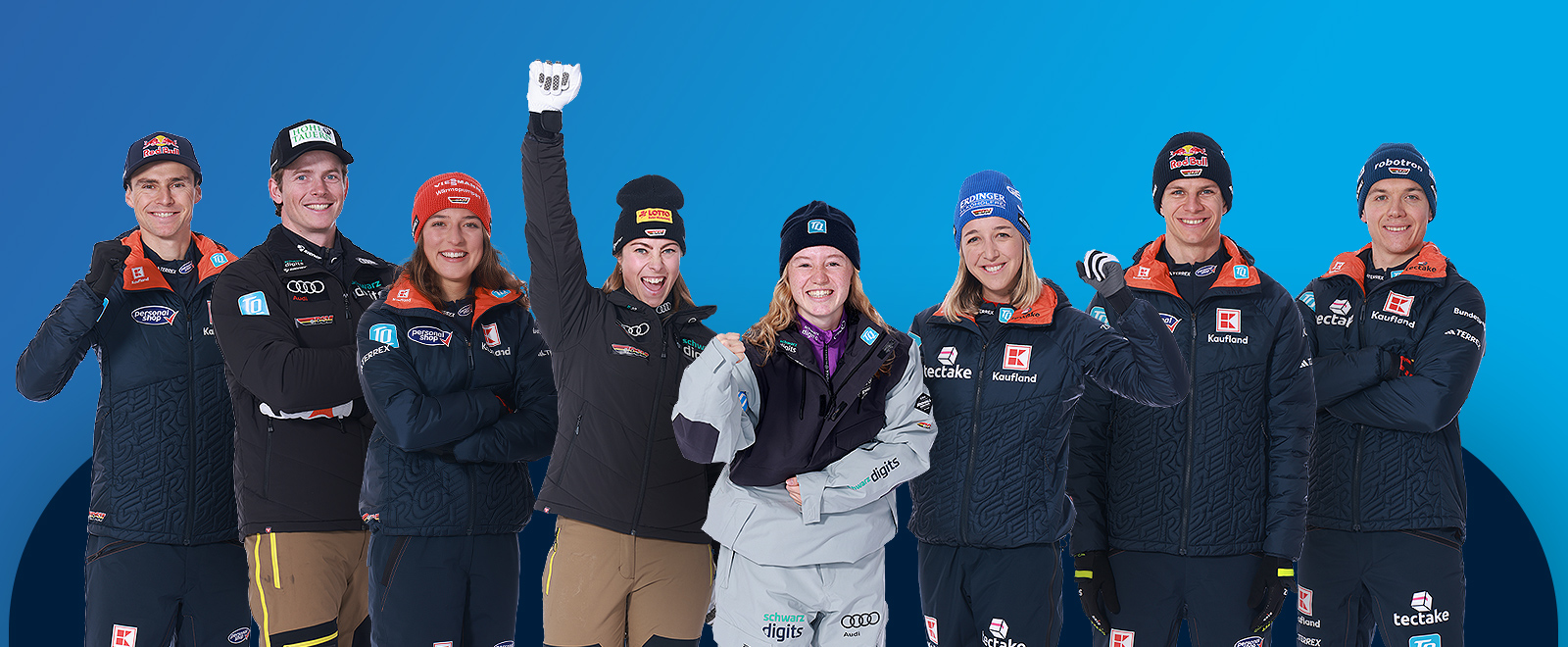 Gruppenbild von 8 DSV Athleten aus verschiedenen Disziplinen