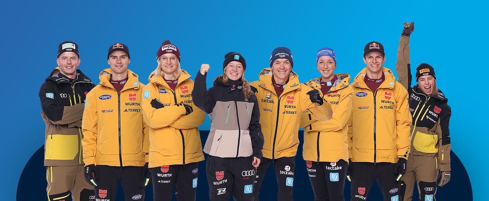 Gruppenfoto von acht DSV-Athleten