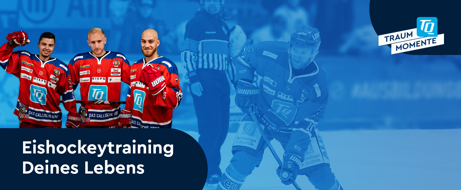 Drei Eishockey Spieler des EC Peiting