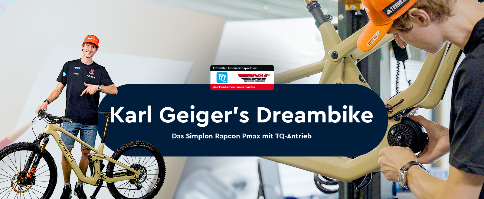 Skispringer Karl Geiger mit seinem E-Bike von Simplon