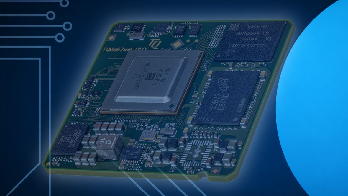 Halb transparentes Embedded Modul mit blauem Hintergrund